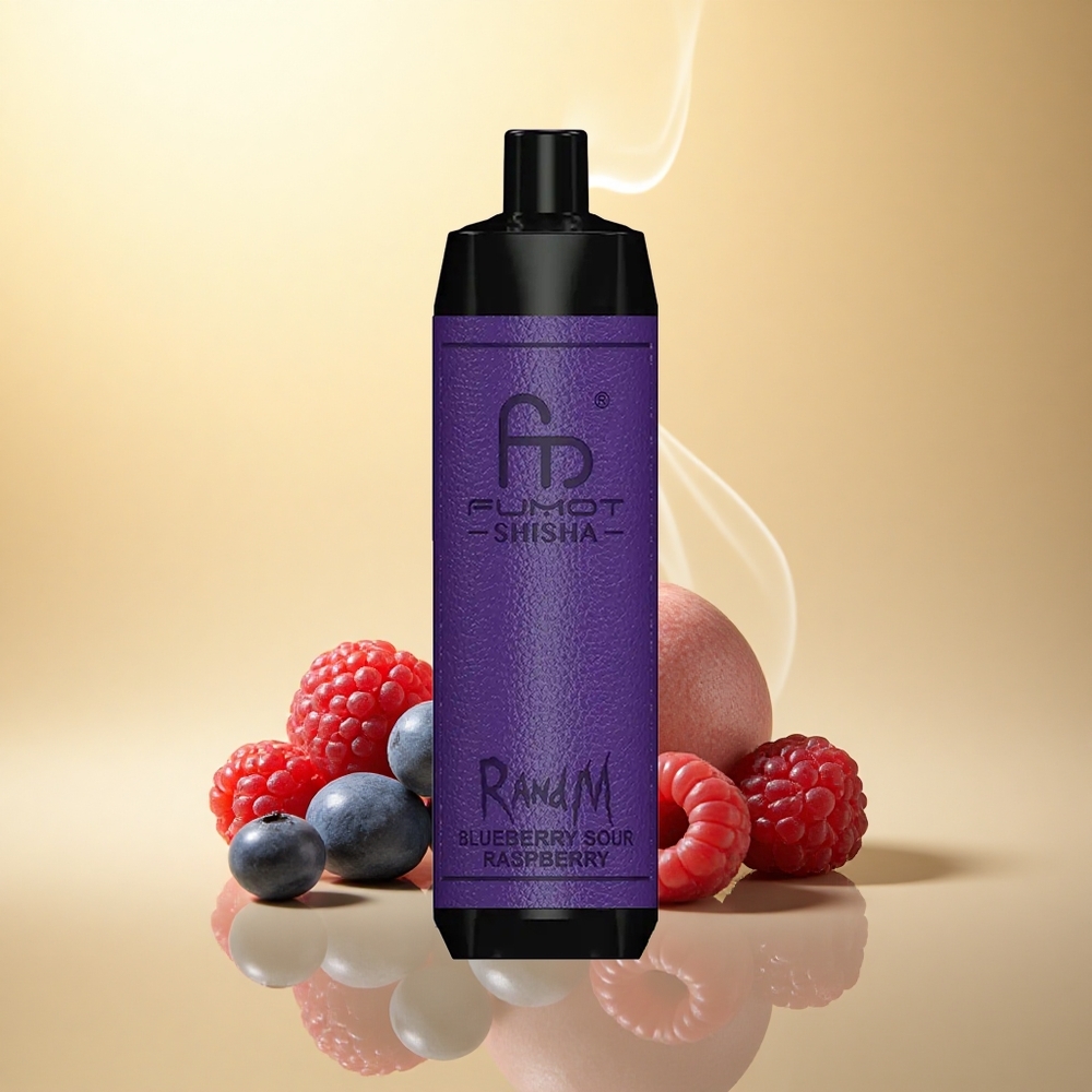 RandM Fumot Shisha 10000 Puffs Μπλε Βατόμουρο Ξινή Σμέουρα με Δείκτη LED και 0.6Ω Πλέγμα
