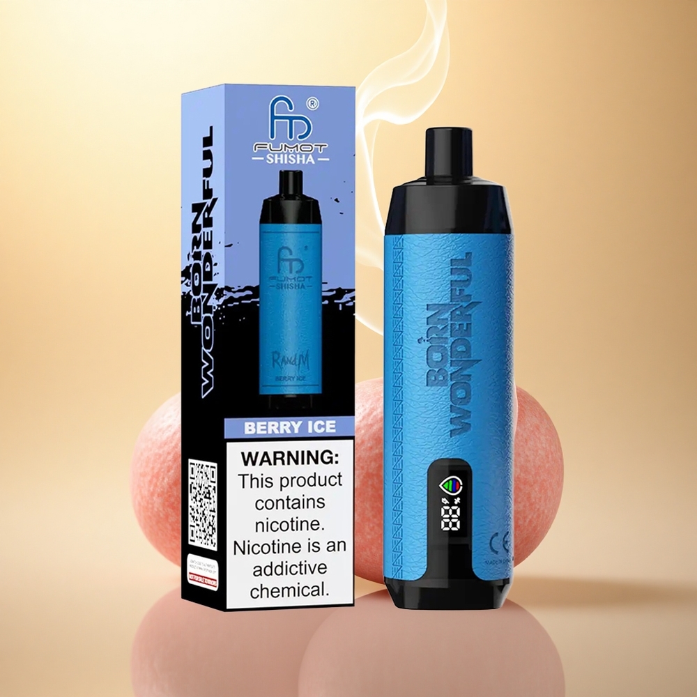 RandM Fumot Shisha 10000 Puffs Μούρο Πάγος LED 850 mAh 0.6ohm