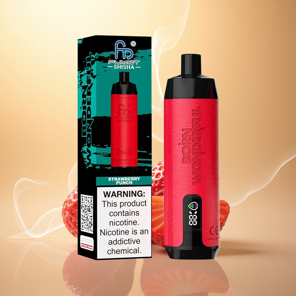 RandM Fumot Shisha 10000 Puffs Φράουλα Γλυκό Punch με LED και 0.6Ω Πλέγμα