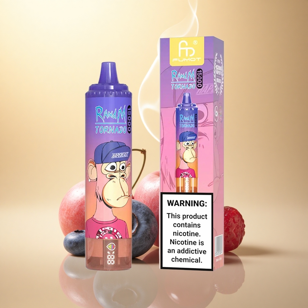 RandM Fumot Tornado 15000 Puffs Μαύρο-Κόκκινο Βατόμουρο (25ml, 850mAh, Mesh)