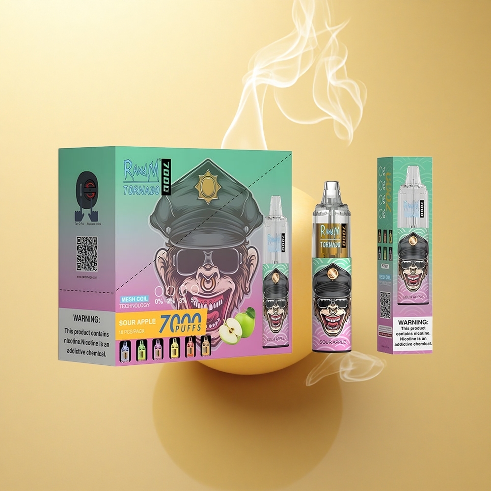 RandM Fumot Tornado 7000 Puffs Ξινόμηλο Δίκτυο 14ML 850MAH Τύπος-C