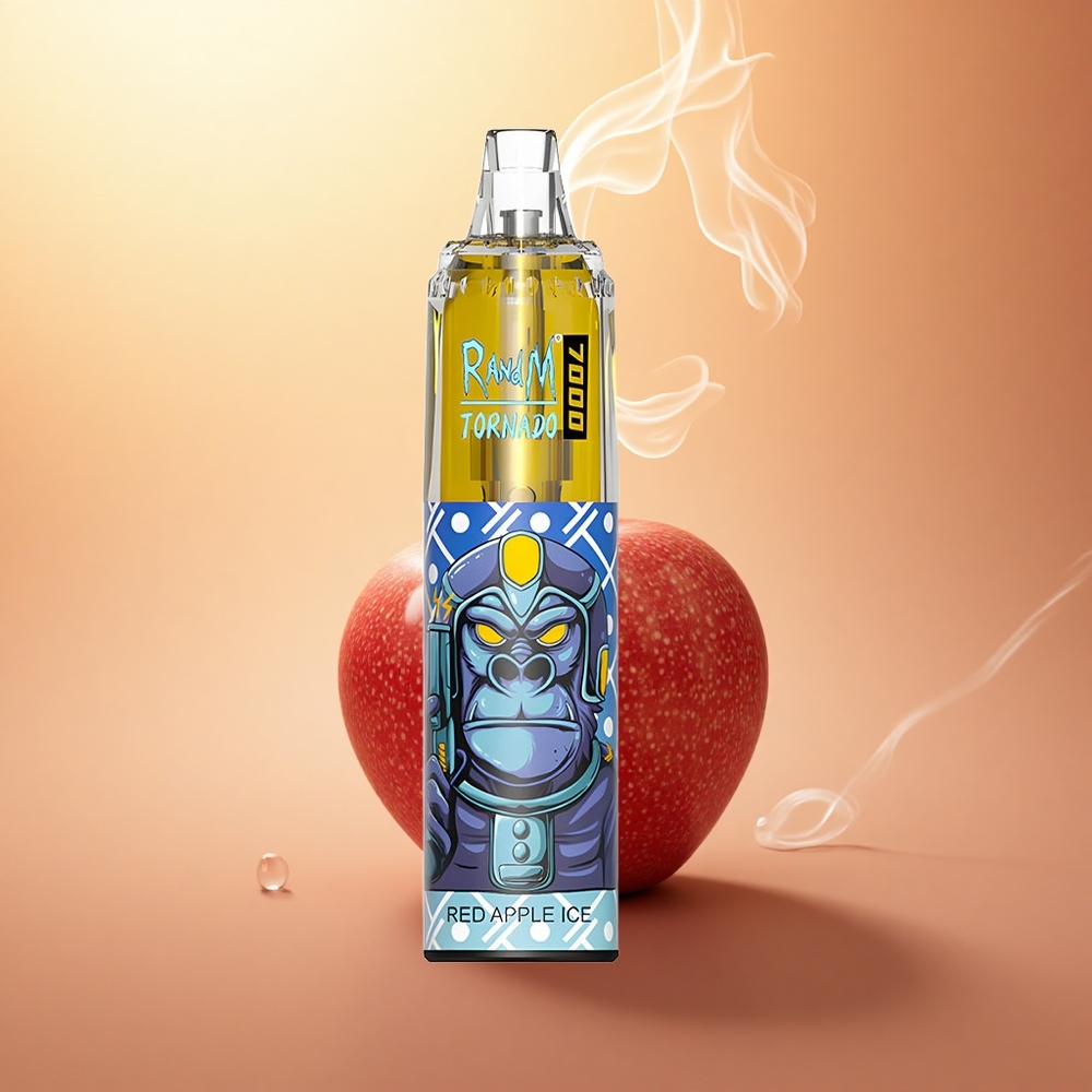 RandM Fumot Tornado 7000 Puffs Κόκκινο Μήλο Πάγος με Πλέγμα και Ρυθμιζόμενο Αέρα