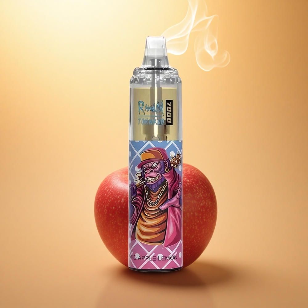 RandM Fumot Tornado 7000 Puffs Κόκκινο Μήλο Λεμόνι με Πλέγμα και Ρυθμιζόμενο Αέρα