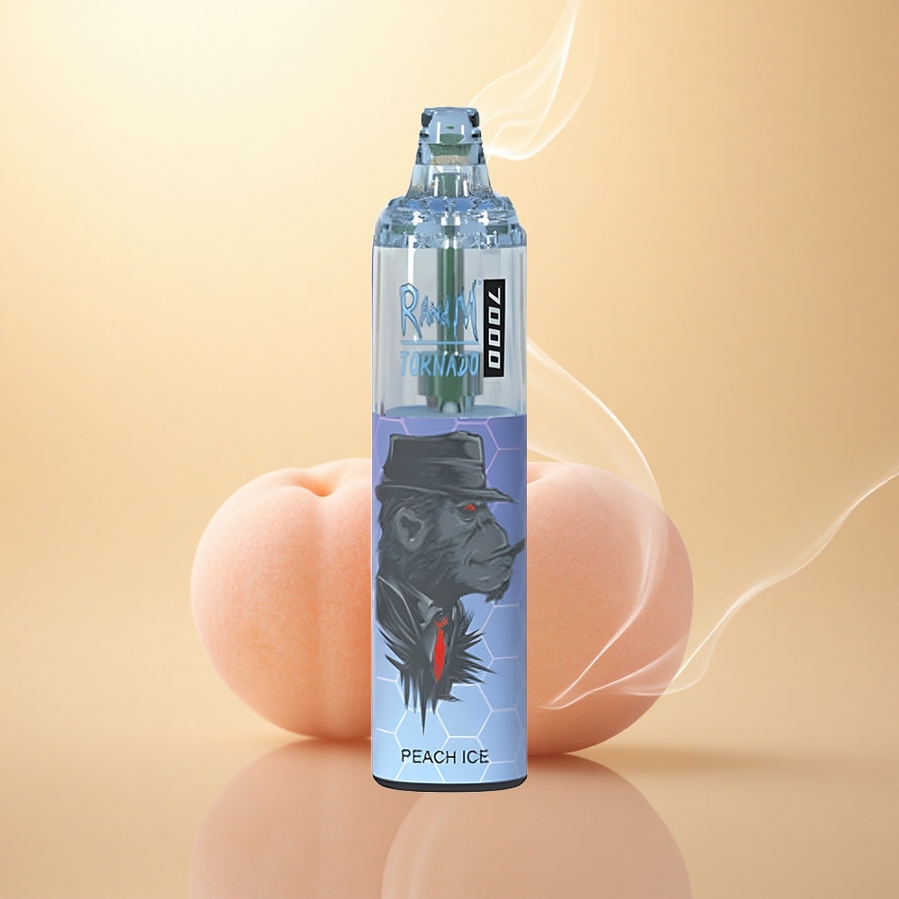 RandM Fumot Tornado 7000 Puffs Ροδάκινο Πάγο με Πλέγμα και Ρυθμιζόμενο Αέρα