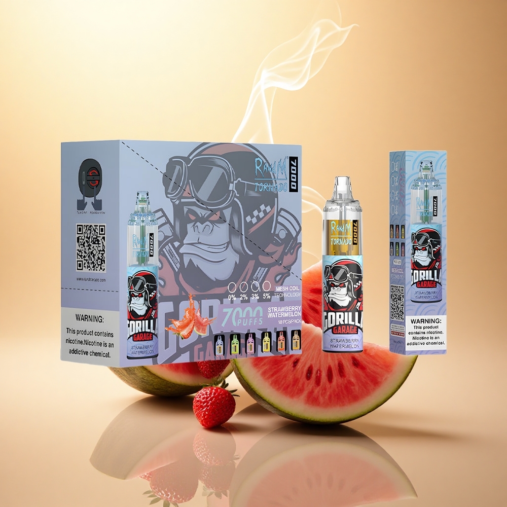 RandM Fumot Tornado 7000 Puffs Φράουλα Καρπούζι Μεsh Τύπος-C