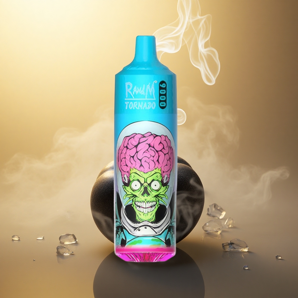 RandM Fumot Tornado 9000 Puffs Μέλας Δράκων Πάγος με Πλέγμα Πηνίο και 18 mL Υγρό