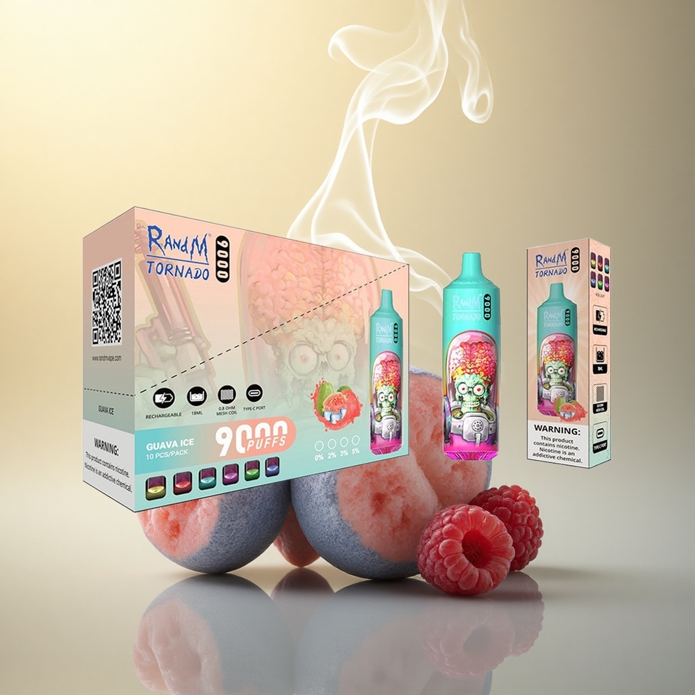 RandM Fumot Tornado 9000 Puffs Γαλάζια Ξινή Σμέουρα με Δικτυωτό Πηνίο και 18 mL Αέριο