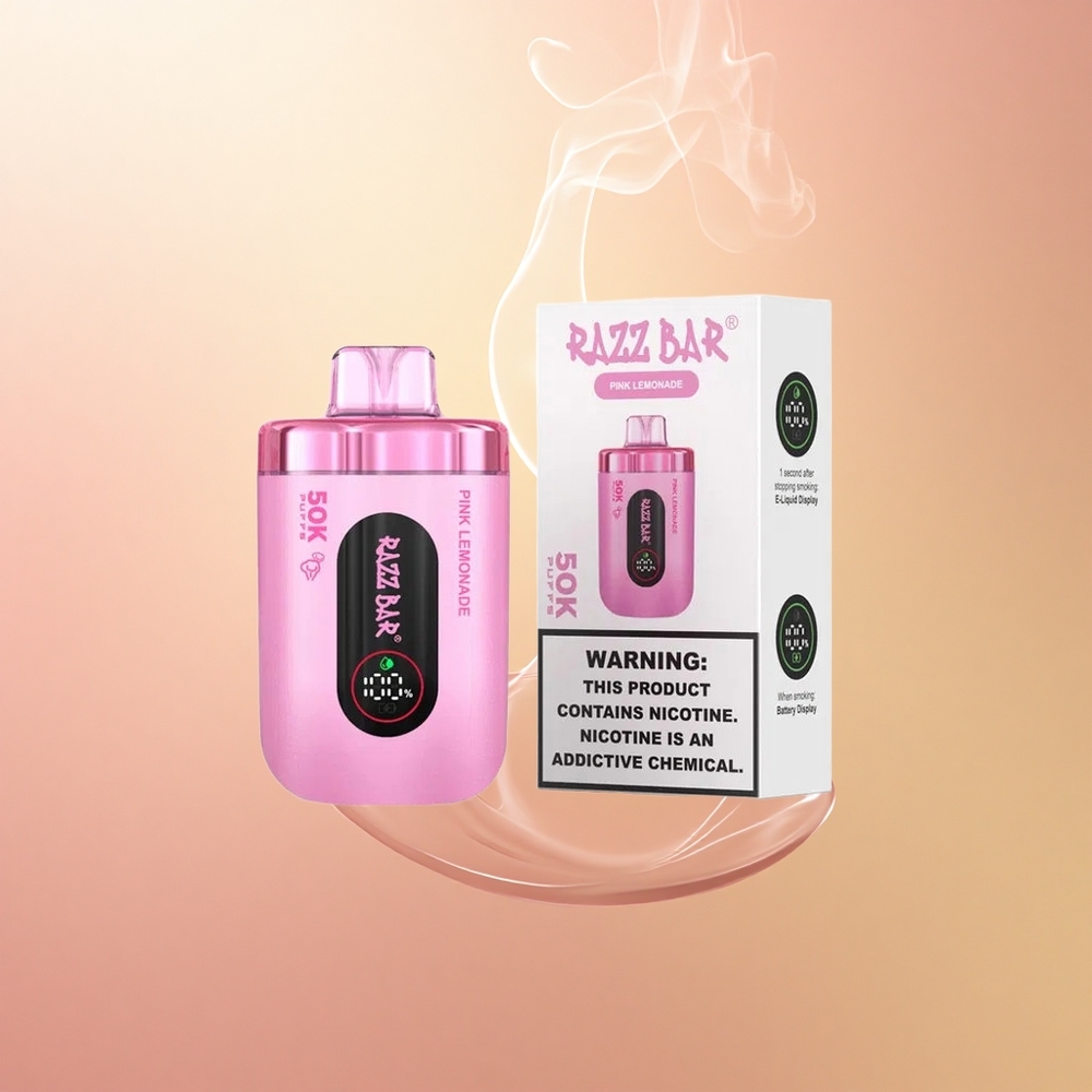 Razz Bar 50K Puffs Ροζ Λεμονάδα με Πλέγμα 1.0 Ω και Τύπο-C