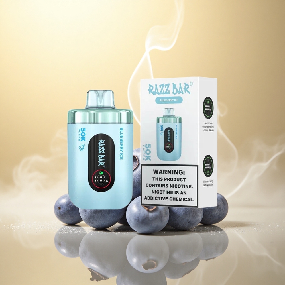 Razz Bar 50K Puffs Μπλε Βατόμουρο Πάγος με 1.0 Ohm Πλέγμα και 650 Mah
