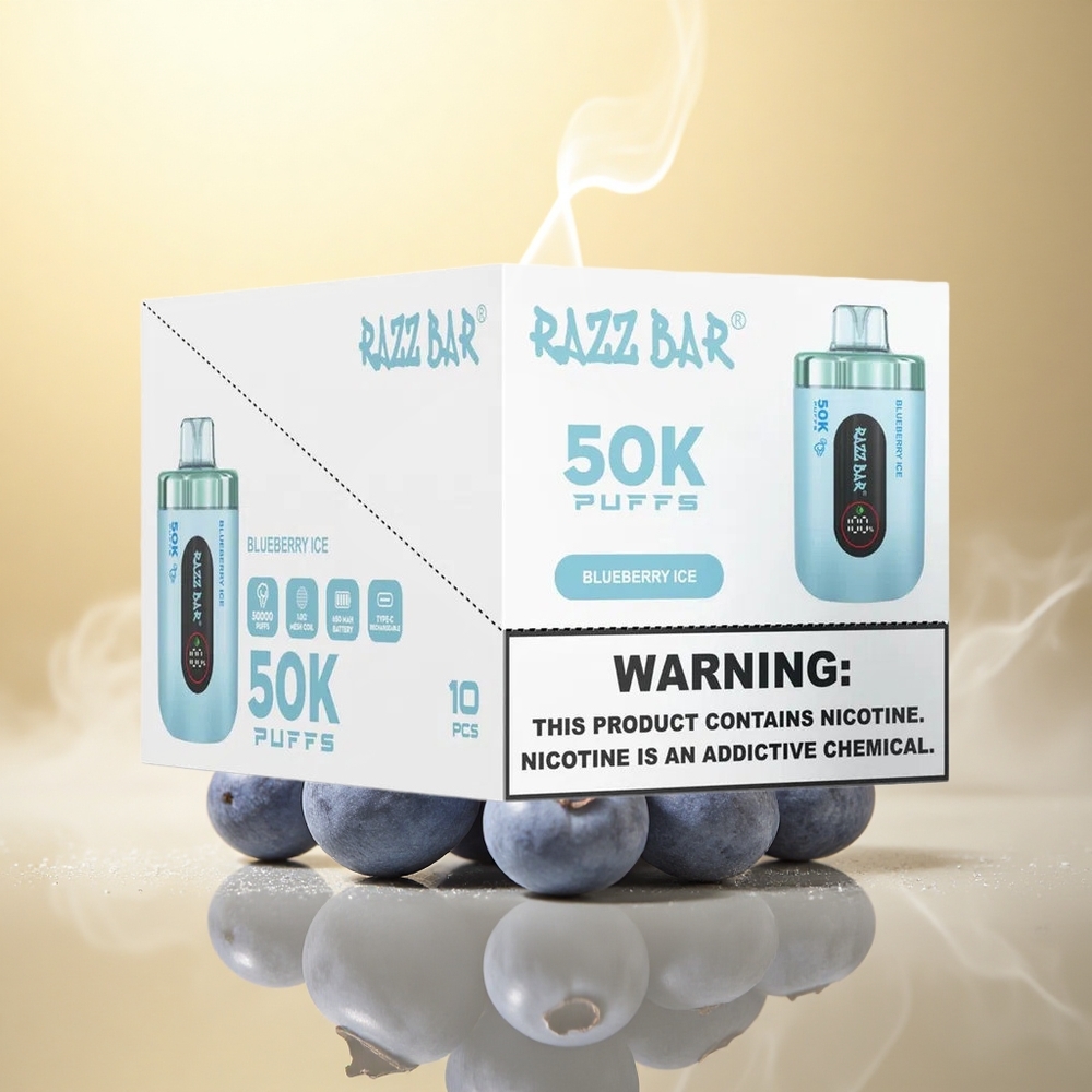 Razz Bar 50K Puffs Μπλε Βατόμουρο Πάγος με 1.0 Ohm Πλέγμα και 650 Mah