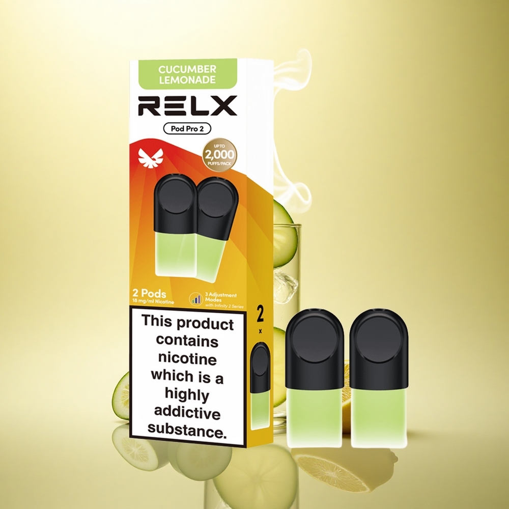 Relx Pod Pro 2 Vape Device Καλαθονομική Λεμονάδα Αγγουρίου 18mg/ml - 1.9ml Ογκομετρία, 2-3 Συσκευασία, 3 Ρυθμίσεις Τάσης