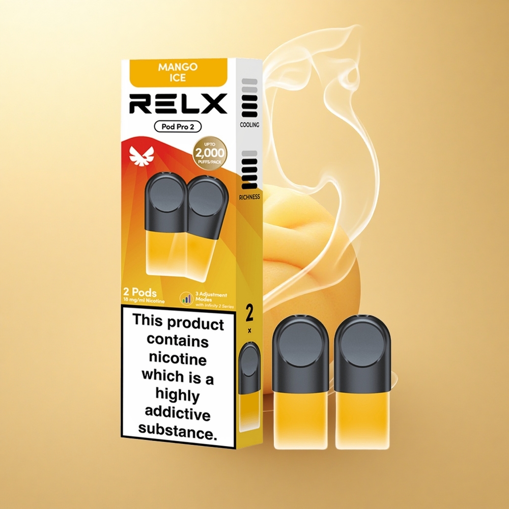 Relx Pod Pro 2 Vape Device Μάνγκο Πάγος 18mg/ml 1.9ml 5.5W-8W 2/3 pods
