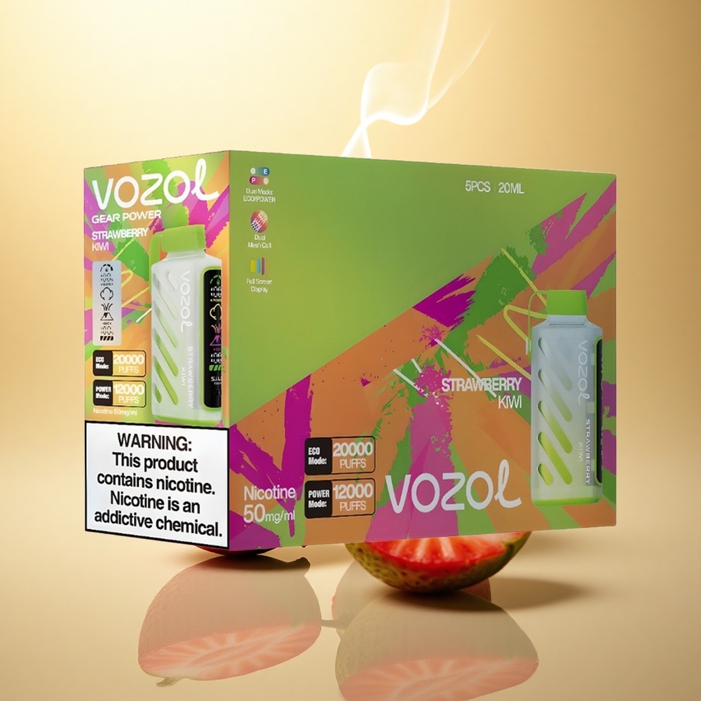 VOZOL Gear Power 20000 Puffs Φράουλα Κιβί με Dual Mesh Coil και 20mL