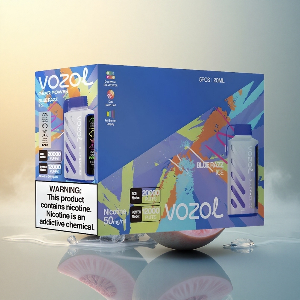 VOZOL Gear Power 20000 Puffs Μπλε Ραζ Γκλάσι με Dual Mesh Coil και 20mL
